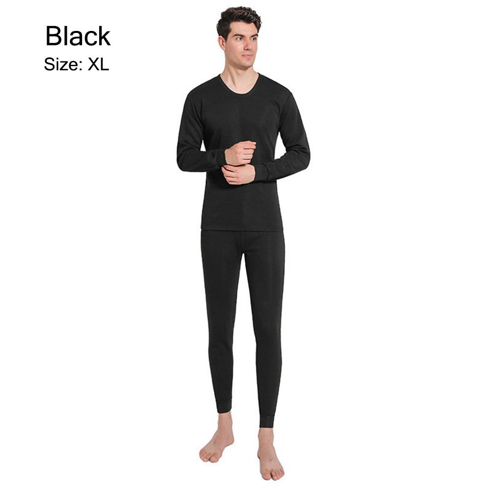 Conjunto de ropa interior térmica para hombre, conjunto de Calzoncillos largos con forro polar suave, parte superior e inferior, ropa térmica para clima frío de invierno: black / 3XL