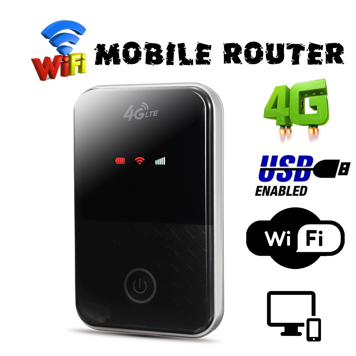 Portable 4G LTE Wifi Router Wireless Pocket Router Wifi FDD B1 B3 B7 B8 B20 WCDMA B1 B5 B8 Standard Sim Card 150mbps