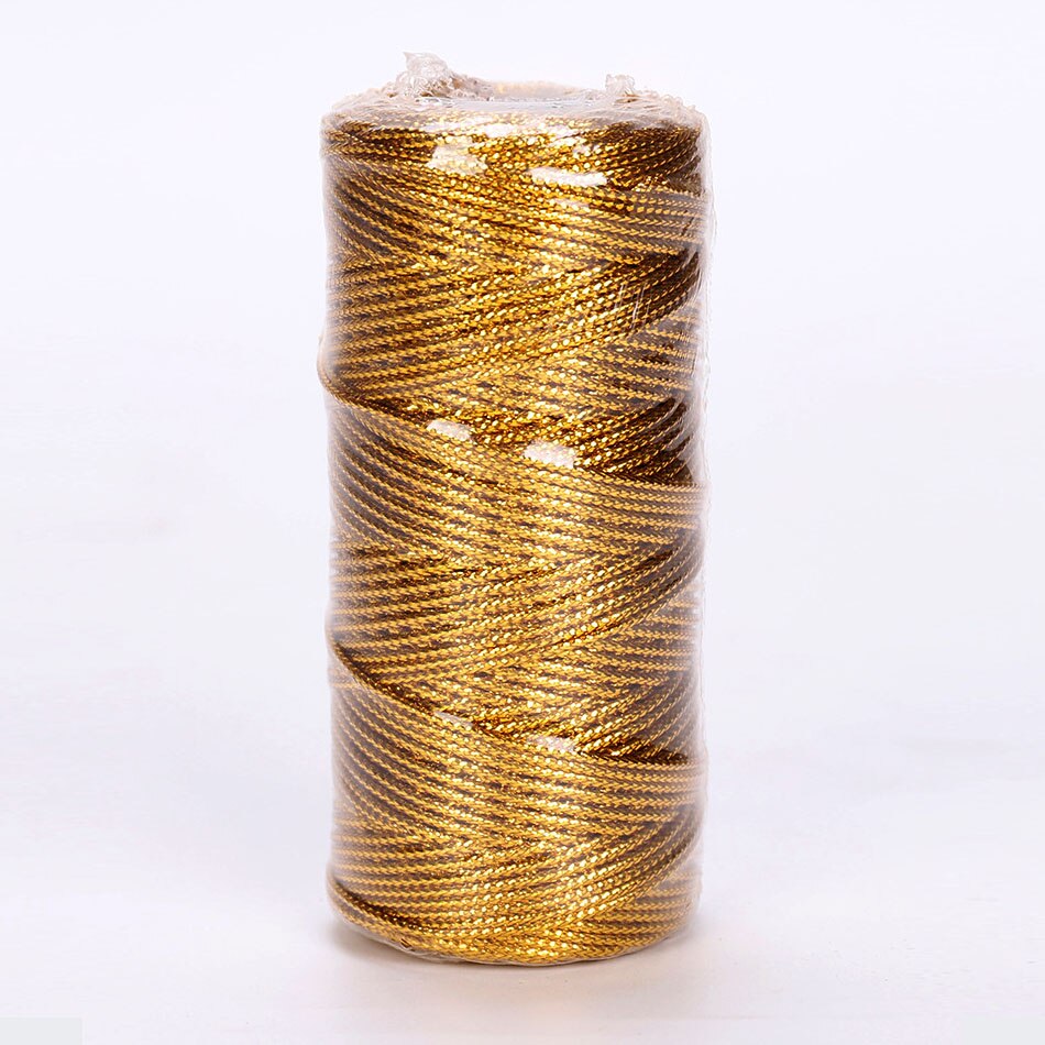 Cuerda de hilo dorado de 100M, lazos de cinta para manualidades, cordón de macramé, costura, envoltura de , hilo trenzado, decoración textil para el hogar, 1,5mm: Gold