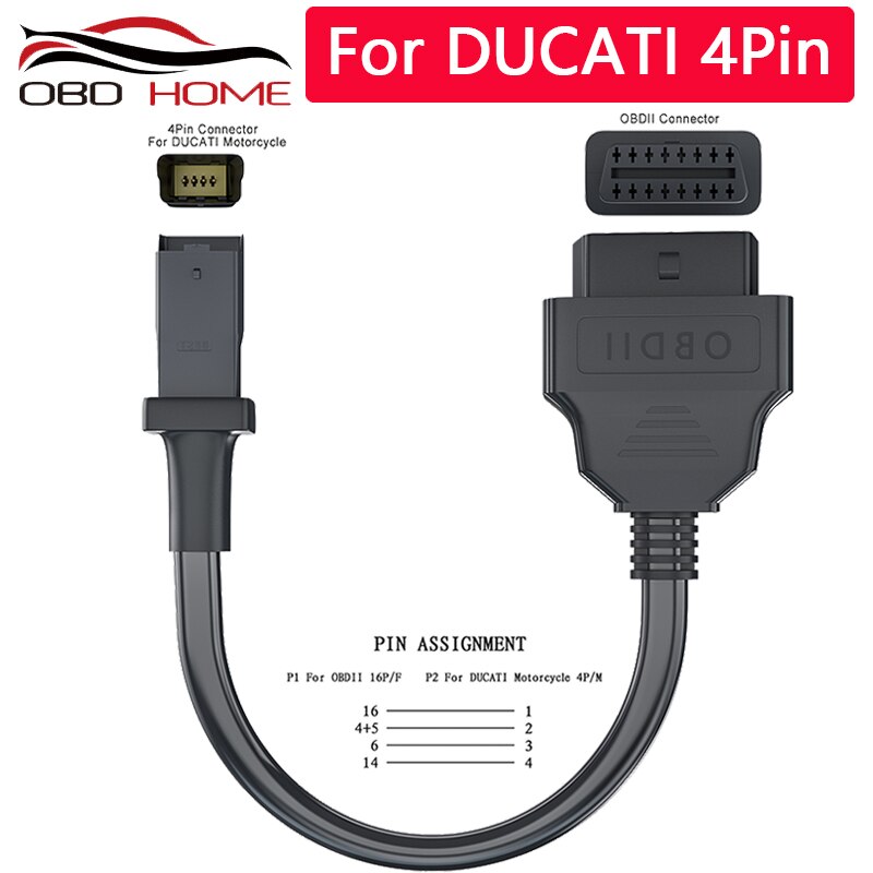Câble adaptateur OBD pour Diagnostic de moto Ducati, 4 broches vers OBD2 16 broches, pour HONDA 4 broches/6 broches pour YAMAHA 3 broches/4 broches