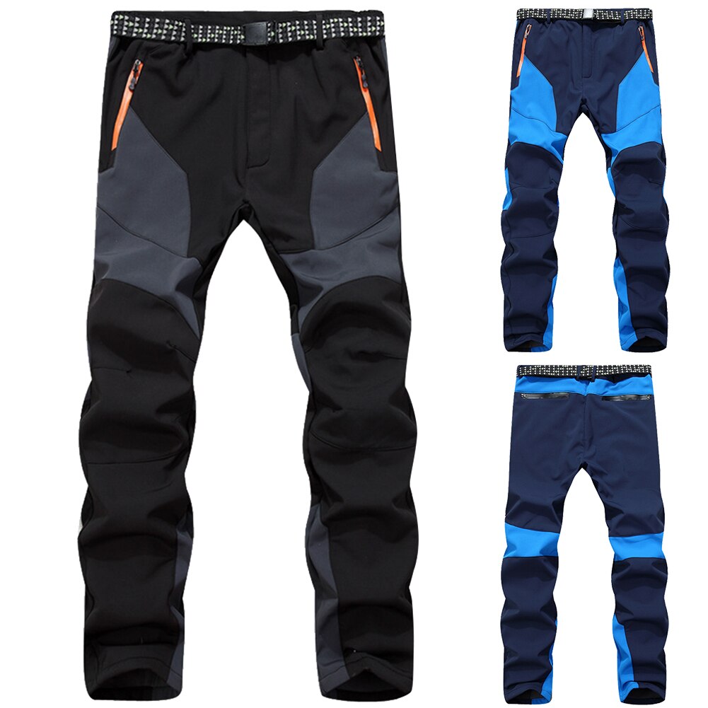 Men Trekking Winter With Belt Soft Shell Travel Climbing Long Waterproof Training Hiking Pants Outdoor Sports Ski Warm Windproof