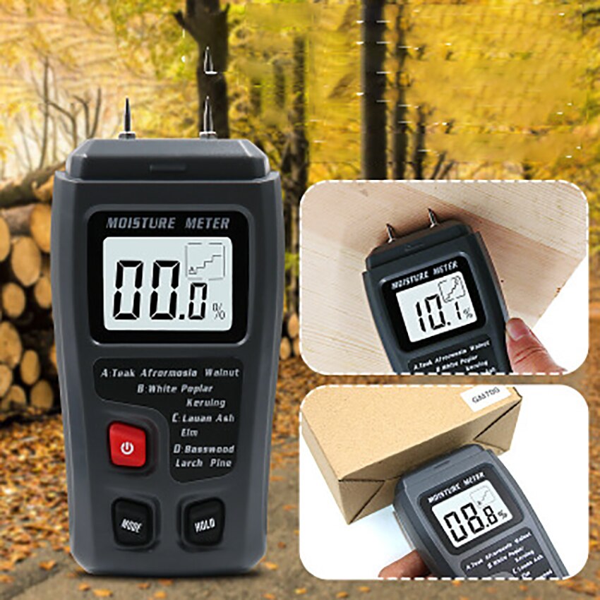 Digitale LCD Display 0-99.9% Hout Vochtigheid Tester Hout/Floor/Carton Vochtmeter 4 Modi Twee Pins timber Vochtige Detector