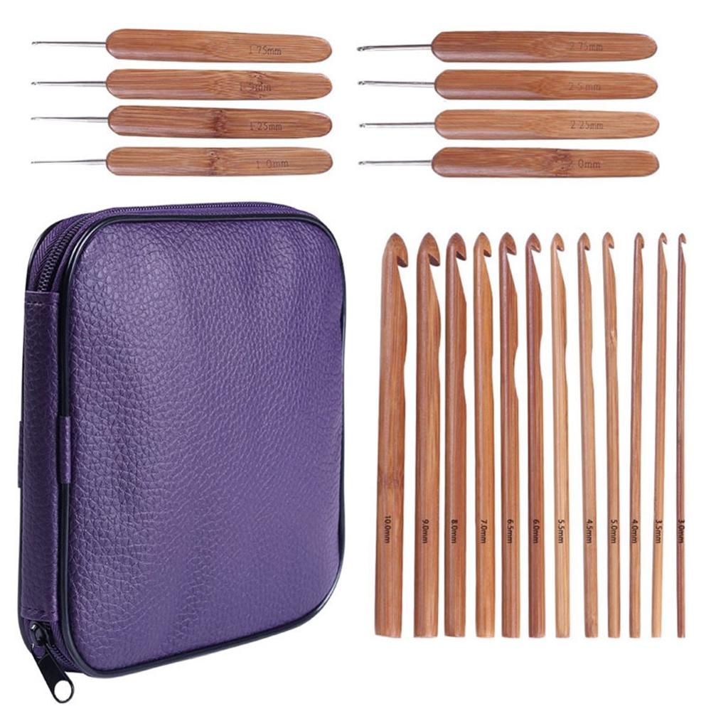 20 pièces Crochet ensemble de crochets, 1-10mm bambou Crochet crochets aiguilles tisser pull aiguilles à tricoter bricolage fait à la main artisanat couture accessoire