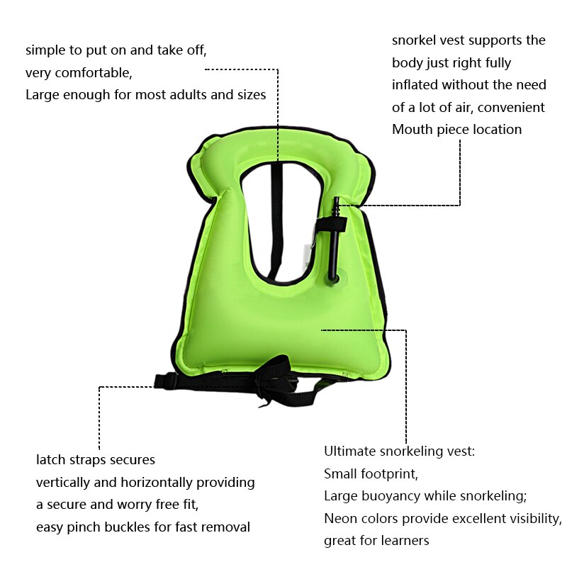 Fly Fishing Life Jackets Unisex Inflatable Snorkel Vest Snorkel Jacket Diving Safety Jacke