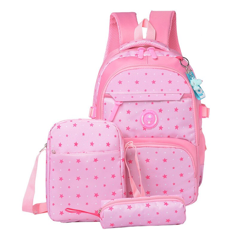 3 pièces/ensembles sac d'école de sac à dos d'école de pour adolescents filles cartables sacs à dos enfant mochila escolar: Rose