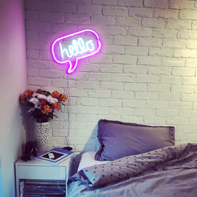 Hello Neon Muur Teken Opknoping Neon Licht Voor Zakelijke Winkel Winkel Reclame Decoratie Bar Lichten Art Wall Decor Neon Geel