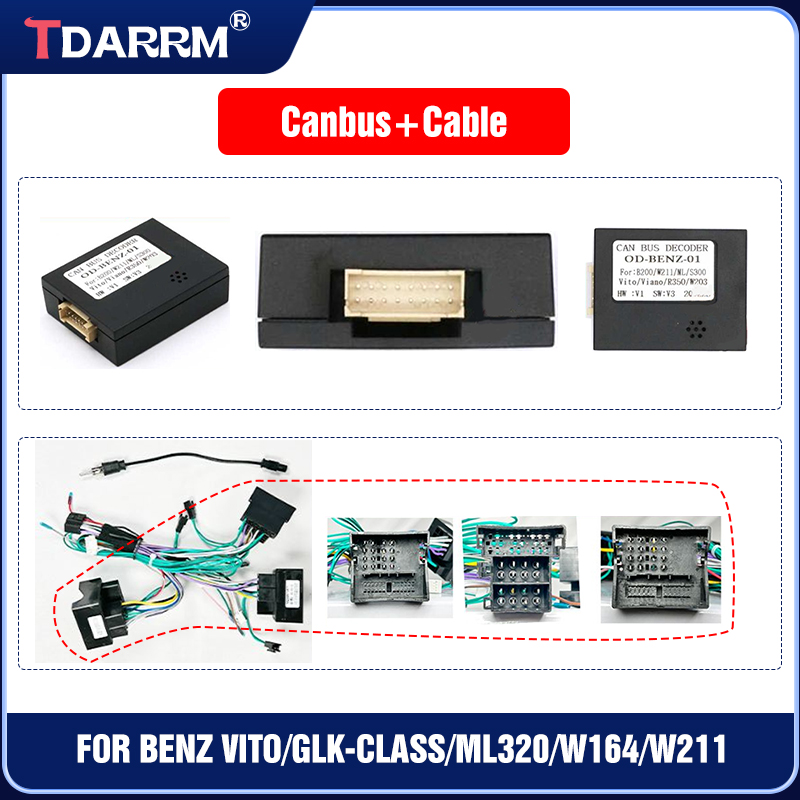 Android Wiring Harness CANBUS Box For BENZ SPRINTER/VITO/GLK-CLASS/ML320/W164/W211 Cable Adapter Android Car: WHITE