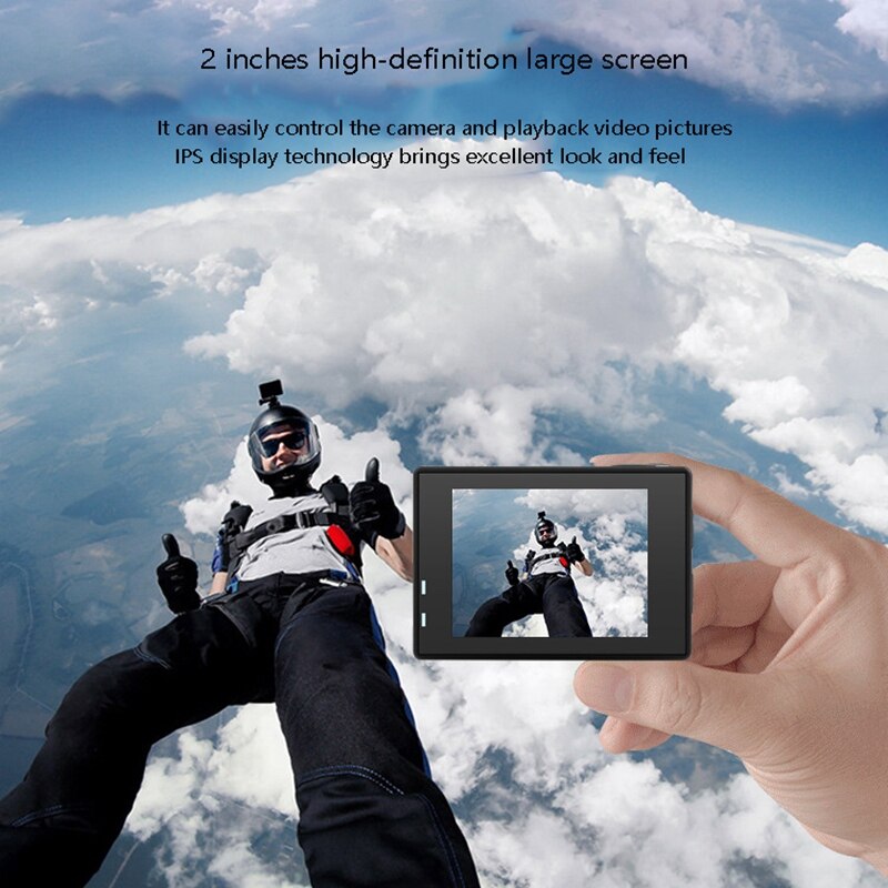 4K / 60Fps WIFI Action Camera 170 degree Wide Angle Underwater 30M Waterproof Camera Helmet Go Sports Pro Vlog Camera