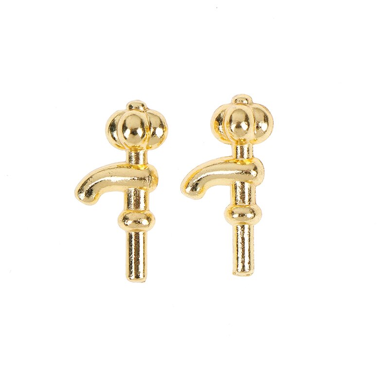 2PCS 1:12 Miniature Metal/Plastics Water Tap Faucet Dollhouse Bathroom Accessories Dollhouse Miniature Faucet 10 styles: A10