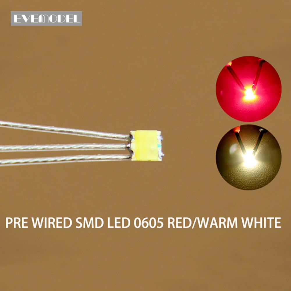 DT0605RWM 20Pcs Pre-Gesoldeerd Litz Bedrade Bi-Kleur Dual Rood/Warm Wit Smd 0605 Led