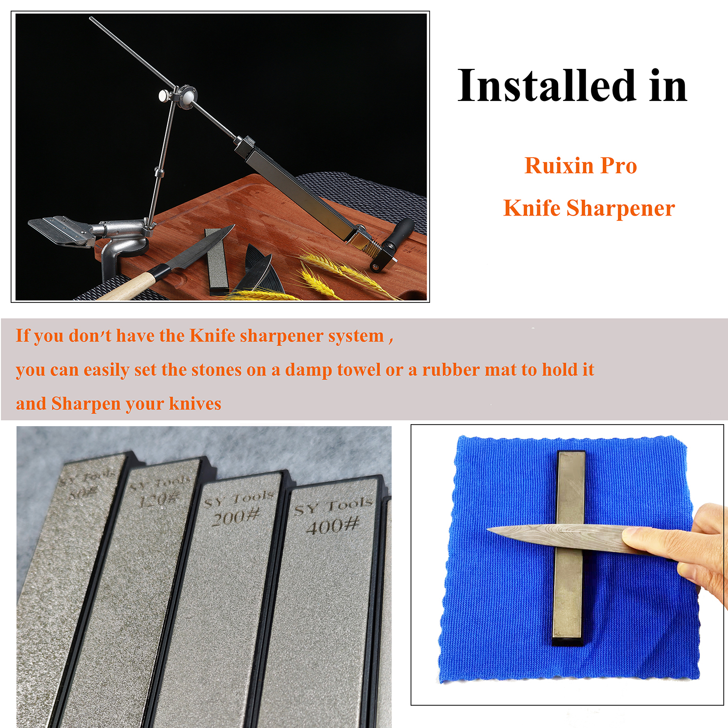 Conjunto de pedras de afiar faca de diamante atacado ruixin pro rx008/009 apontador de faca kme edge pro pedra de amolar