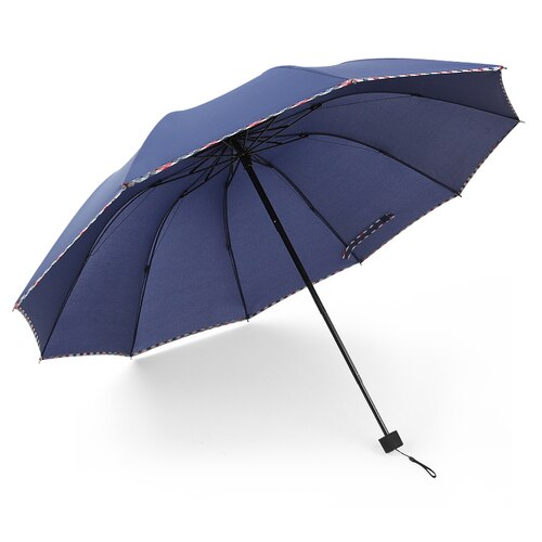 Grote paraplu 3 opvouwbare paraplu Regen Paraplu Mannen 10 k Sterke Winddicht custom reclame parasol: Blue