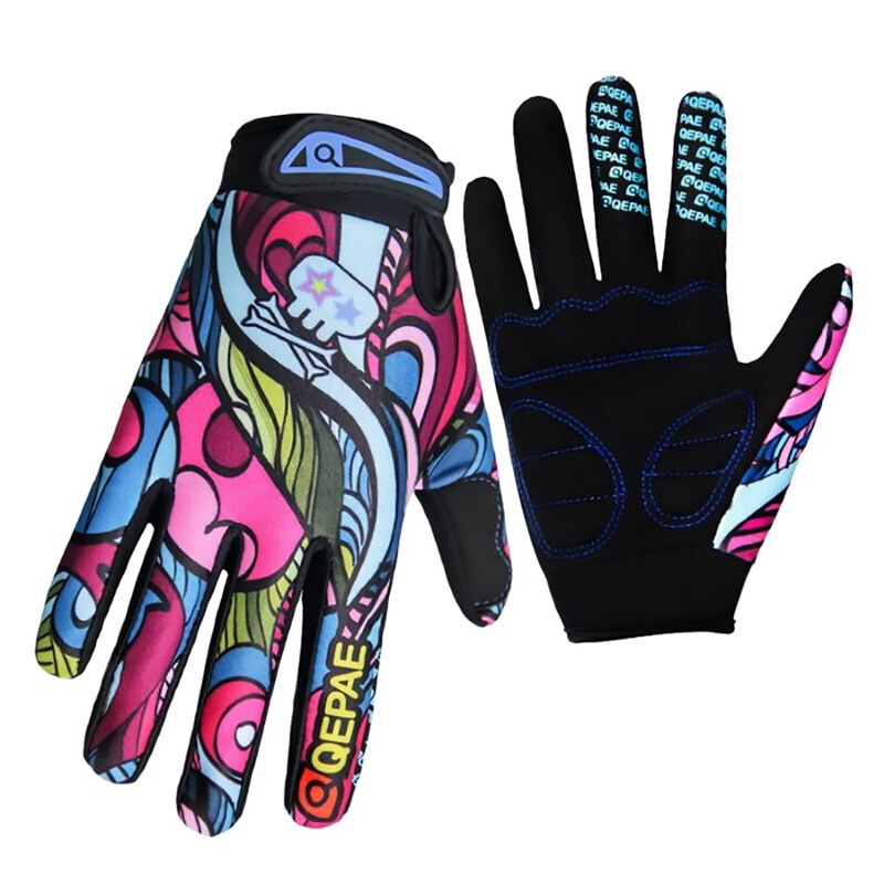 Qepae Cycling Gloves Full Finger MTB Bicycle Gloves Half Finger Anti-slip Shockproof Gel Breathable Lycra Padded Palm Gloves