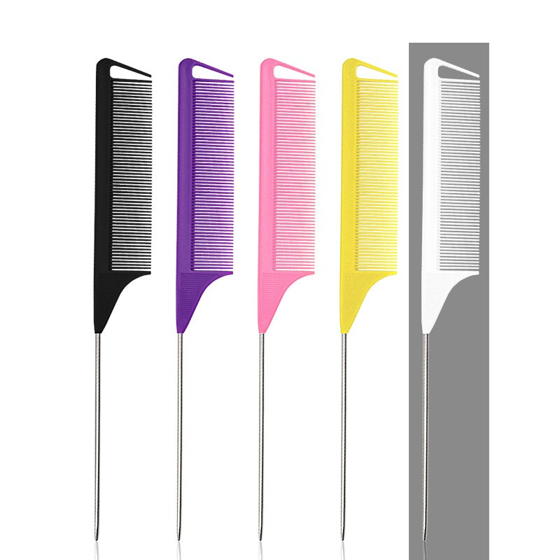 1Pc Professionele Haar Staart Kam Haar Stijl Anti-Statische Fijne Kam Met Rvs Spiked Styling beauty Tools