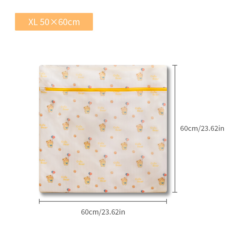 Print Cartoon Beer Waszak Badkamer Kleding Opslag Waszak Voor Wasmachine Anti-Vervorming Kleding Organizer Zes Grootte: Licht Geel