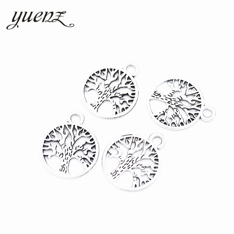 Yuenz 30Pcs Antiek Zilver Kleur Ronde Boom Van Het Leven Charms Metalen Hangers Sieraden Maken Accessoires 19*15Mm q257: Default Title