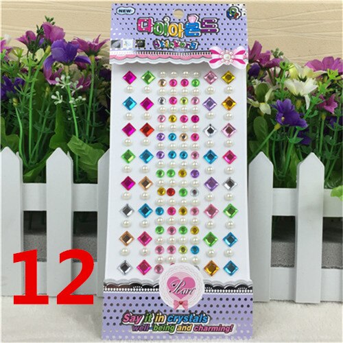 Many Styles Mixed Color Acrylic Rhinestone Crystal Decoration Stickers 3D Baby Kids boys girls DIY Cute Children toys Stickers: 12