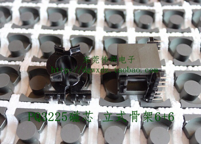 Ferrite Core PQ3225 Supporting Bakelite Skeleton Vertical 6+6 High Frequency Transformer Core PC40 Material