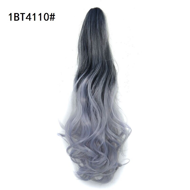 WIGSIN-extensiones de cabello rizado sintético para mujer, extensiones de cabello con Clip de cola de caballo, color negro, rojo y azul, 20 pulgadas de largo: 1BT4110