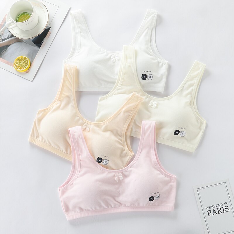 4 Pcs/Lot Girls Bras Cotton Adolescente Girl Underwear Children Training Bra Soft Chest Padded Tops Brassiere For Girls 8-16Y