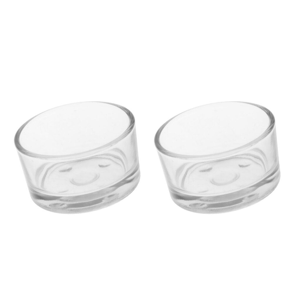 2 Pcs Transparent Glass Reptile Lizard Water Food Bowl Feeder Bowl Basin