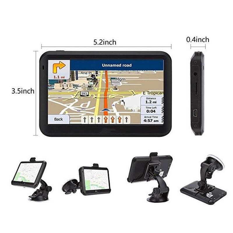 5 Inch Vehicle GPS Navigation Car GPS Navigator FM Transmitter 8GB ROM 256 MB RAM Multiple Languages Dual Navigation System *