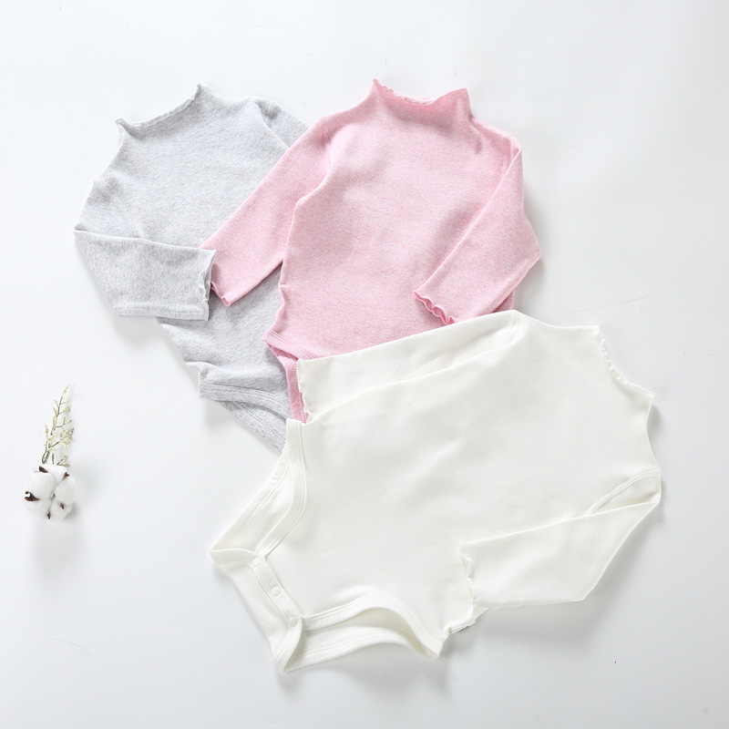Baby kleding hoge picot hals bodysuit kinderen kleding baby jongens meisjes kleding lange mouwen kinderen kleding solid