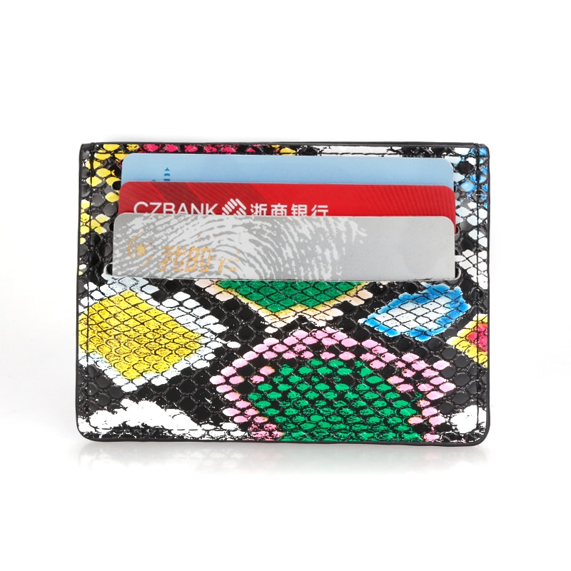 Women Snake Pattern Card Sets Multi-Card Position Compact Card Package Mini Leather Card Holder Document -thin Wallet