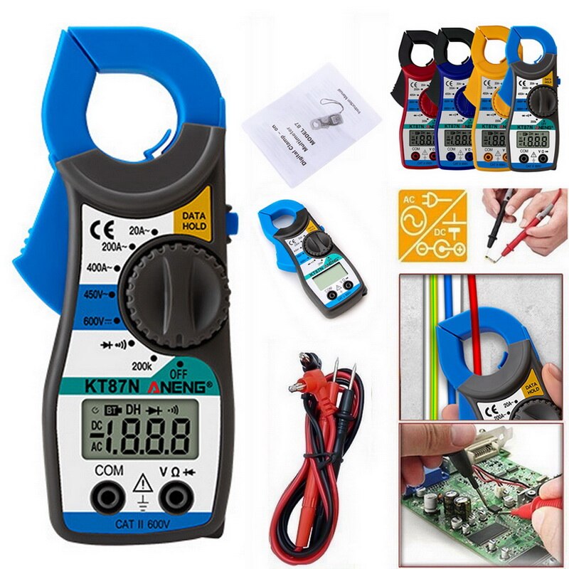 Multifunction Non Contact AC/DC Clamp Multimeter LCD Digital Current Resistance Capacitance Volt Meter Electrical Megger Tester