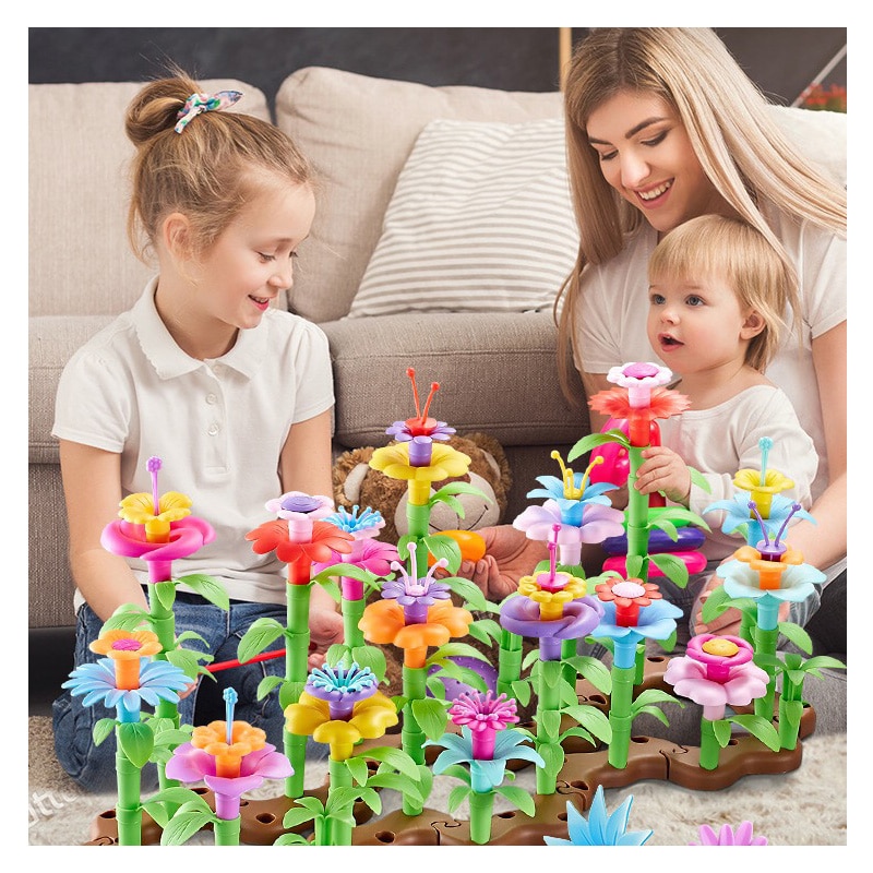 148 pièces enfants Simulation fleur Arrangement interactif jouet éducatif bricolage 3D petit jardin jouets pour les enfants