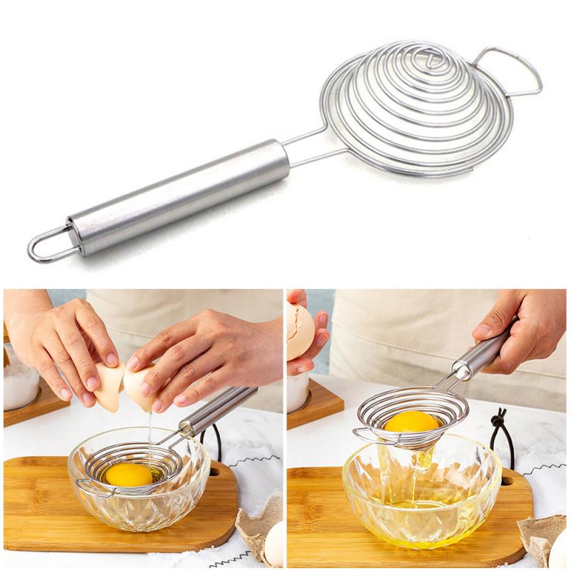 Separador de huevo en espiral, separador de huevo en espiral de acero inoxidable, separador de clara de huevo, separador de yema de huevo con mango largo, herramienta de cocina para huevos