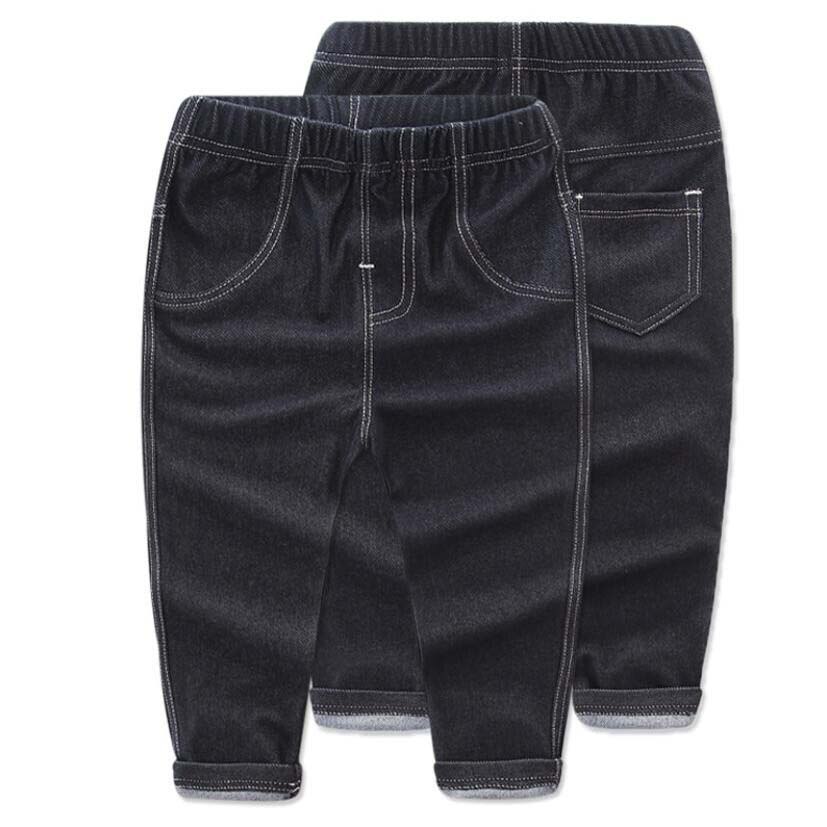 Forår baby drenge piger jeans 1-5t små børn efterår fleksible denim bomuld jeans cowboy bukser småbørn søde bløde bukser bukser: Sort / 4t