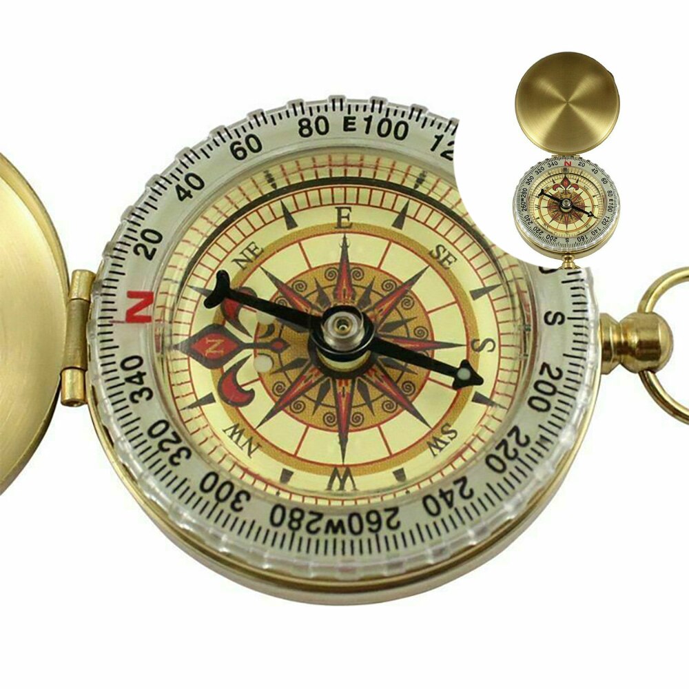 Camping Compass Navigation Hiking Pocket Brass Golden Compass Portable Compass Navigation for Outdoor Activities