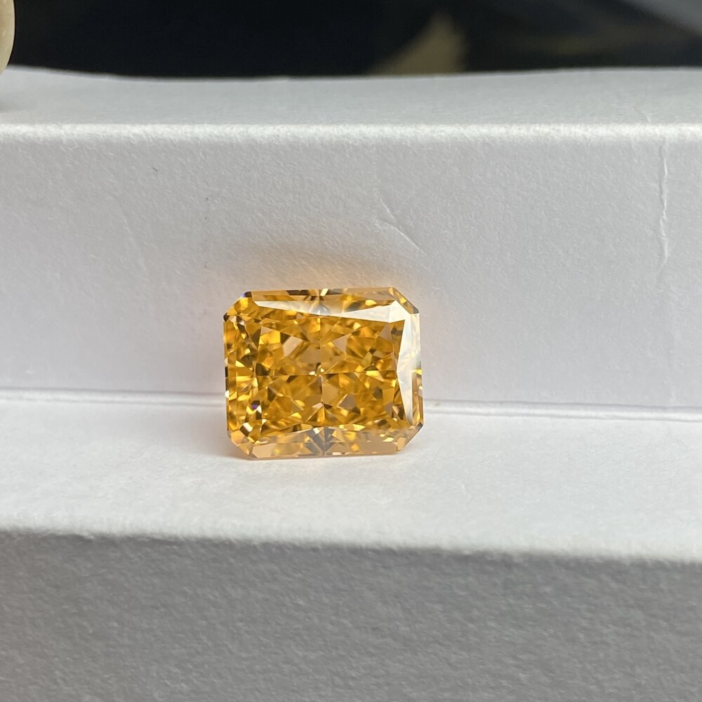 Zirconi cubici di Champagne schiacciati ghiacciati giallo scuro con taglio radiante 12 CTS 6A 10x12mm