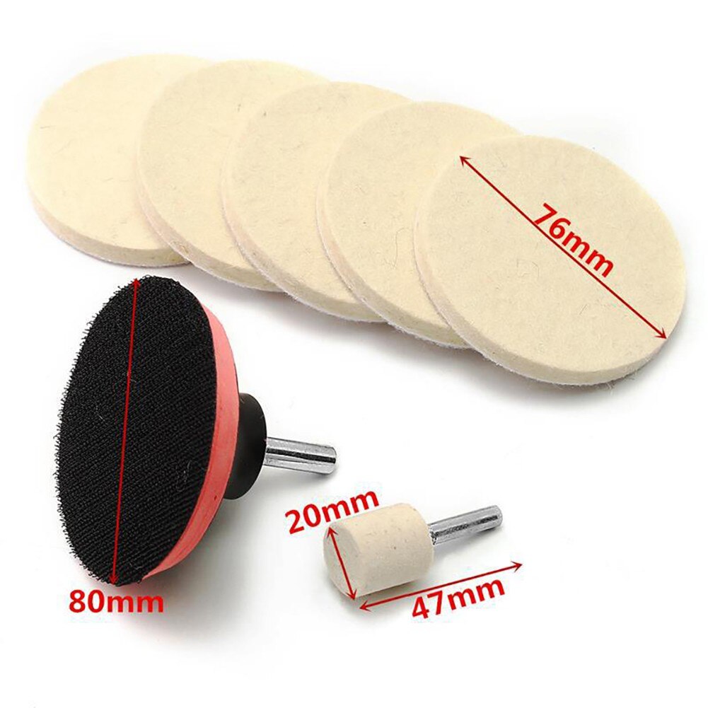8pcs/set Car Windscreen Scratch Remover Glass Polishing Kit Auto Scratch Repair Tool Fine Wool Felt Polishing Wheel Durable