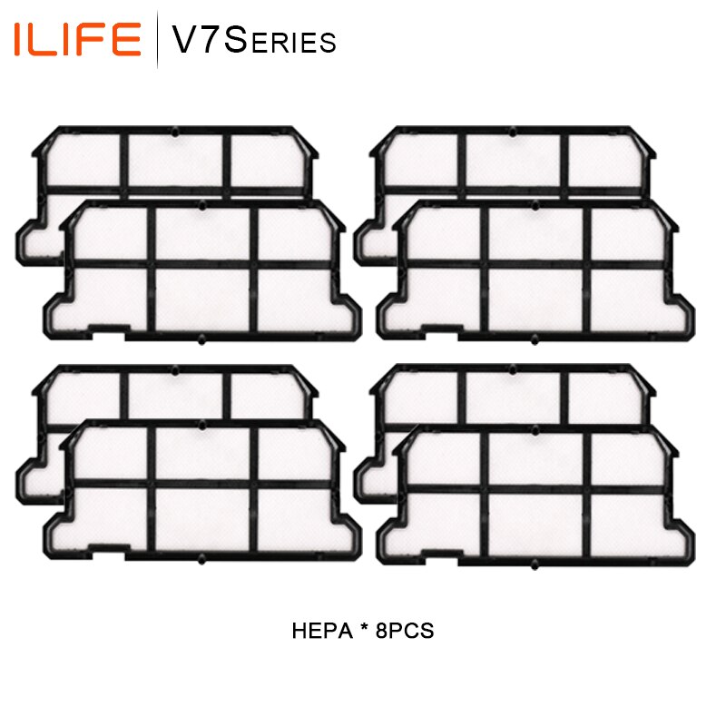 For Ilife V7S Robot Vacuum Cleaner Parts Roller Brush Side Brush Coth Mop HEPA Filter Ilife V7S Pro V7s V7s Plus V7 Accessories: 8 HEPA