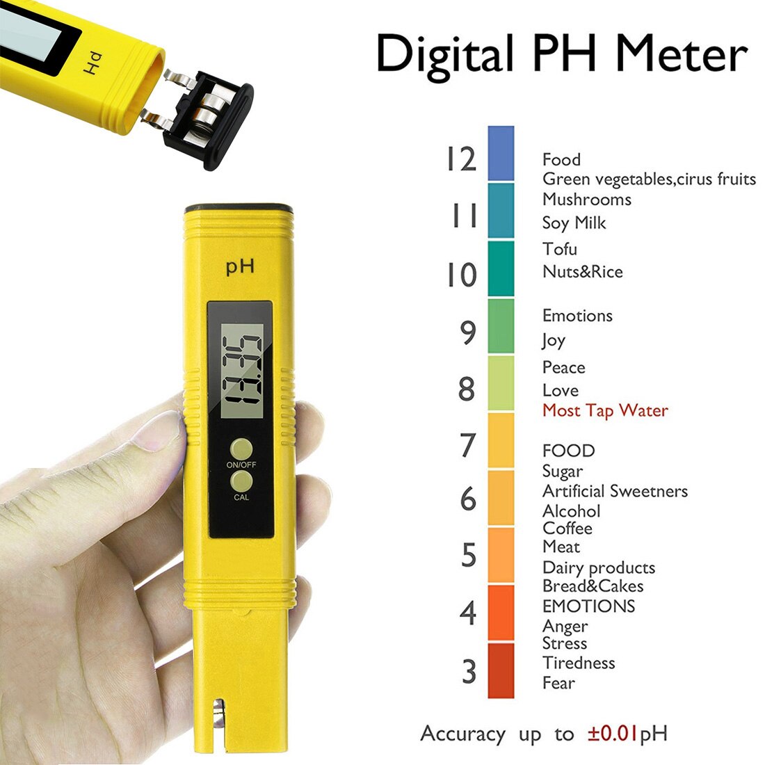 PH /TDS/ EC Tester Pocket Pen Type Water PH Meter Digital Tester 0.0-14.0 PH /0-9990ppm for Aquarium Pool Water Laboratory