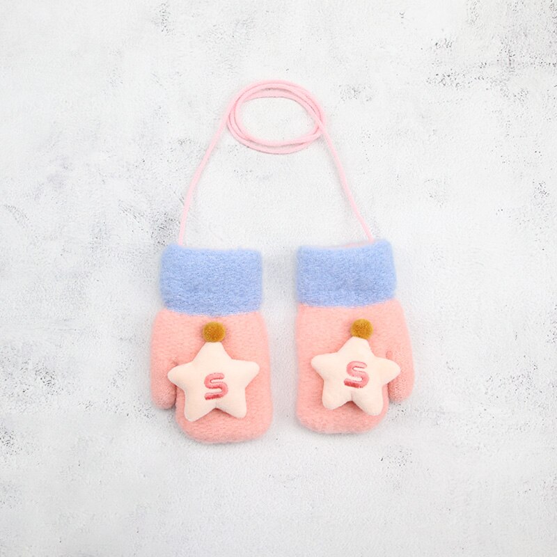 2-6 jaar Kinderen Baby Handschoenen En Wanten Meisje Jongen Winter Warm Gebreide Wollen Wanten Kid Meisje Fluwelen Dikke winter Handschoenen Voor Jongen: Pink