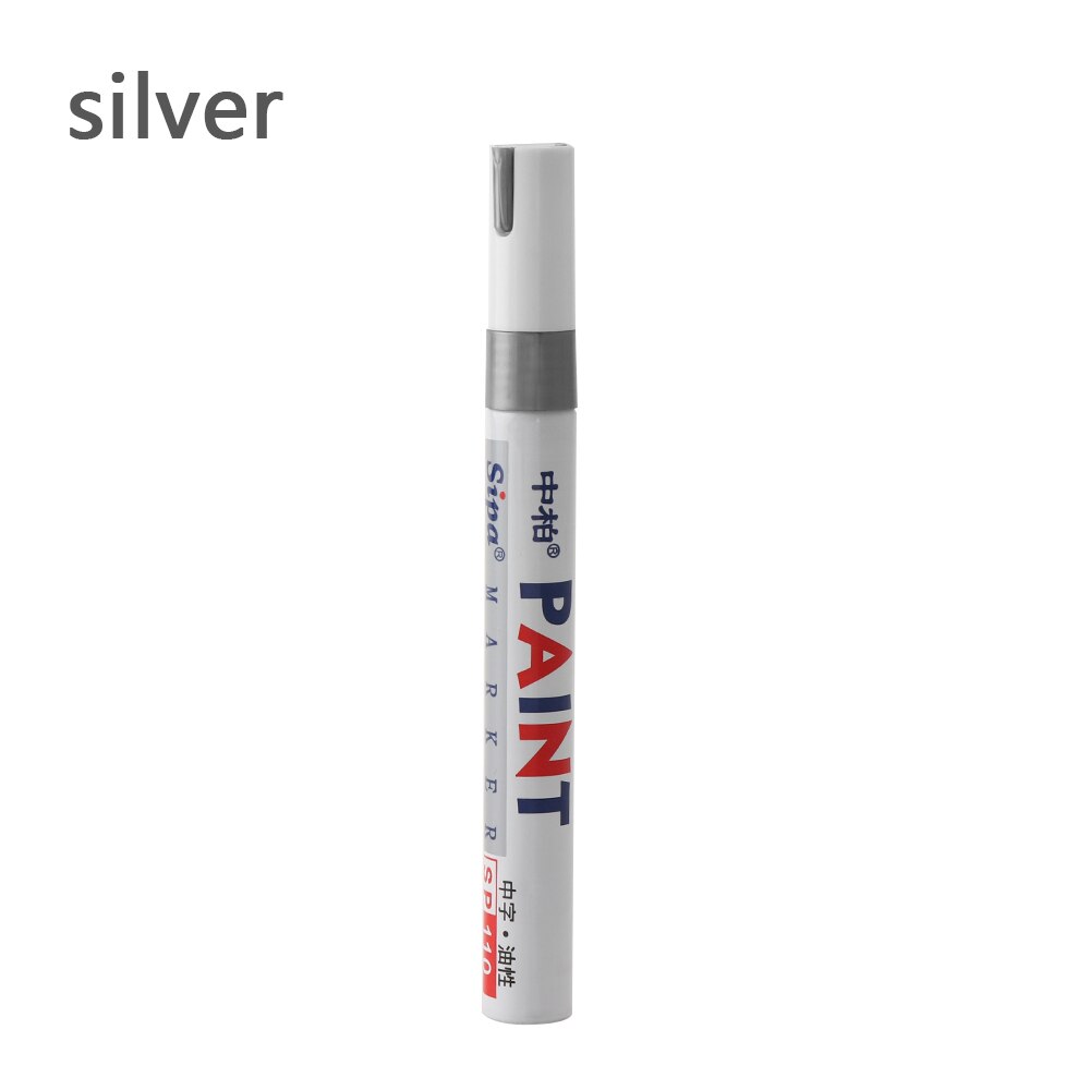 1 Pc Universele Waterdichte Pen Autoband Loopvlak CD Metalen Permanente Verf Markers 8 Kleuren Graffiti Vette Marker Pen: silver