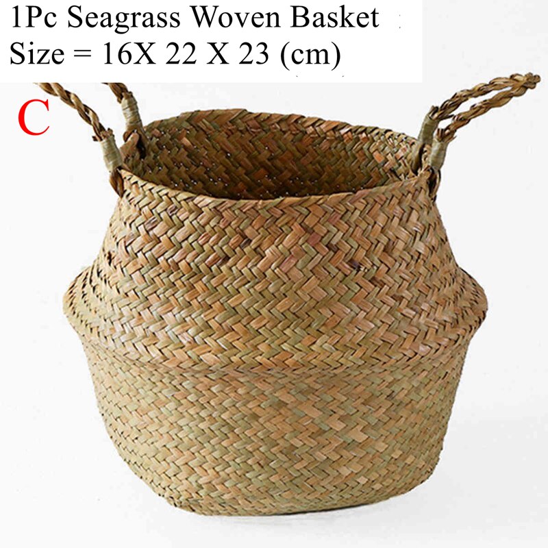 Luanqi søgræs opbevaringskurv fletkurv arbejde rattan hængende plantning urtepotte vasketøj cesta mimbre kurv picnickurv: 19703 b 01