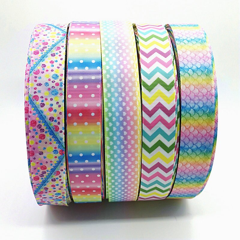 5 meter regenboog cartoon lint grosgrain 25mm doe-het-zelf handgemaakte linten voor haaraccessoires knutselen aangepaste lintdecoratie naaien