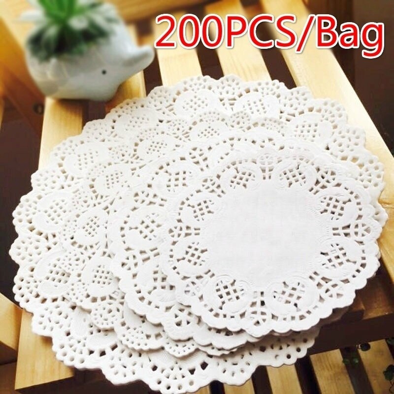 200 Pcs Milieuvriendelijke Vetvrij Wit Papier Kleedjes Voor Party Kerst Wedding Tafel Decoratieve Taart Houder: 3.5inch