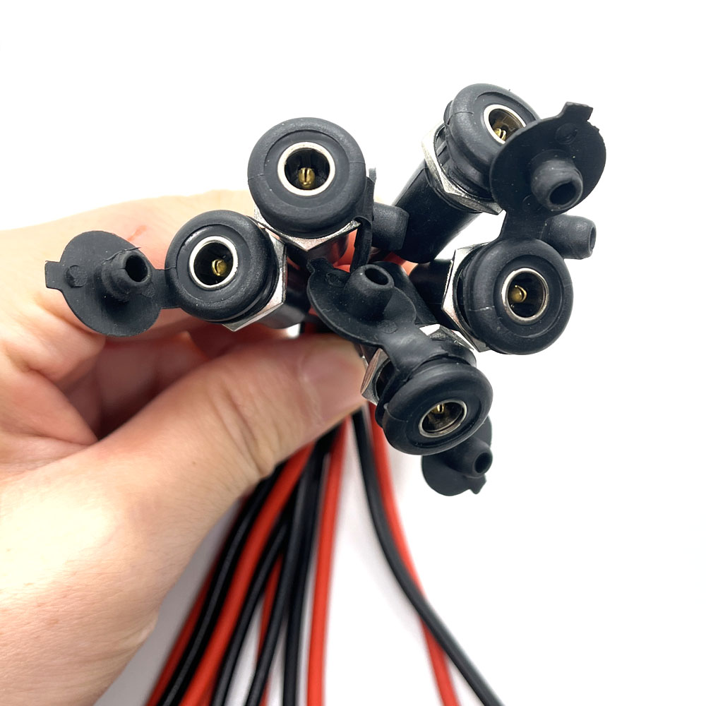 10V Dc Voeding Schroefdraad Opladen Socket 5.5X2.1Mm 5.5X2.5Mm Vrouwelijke Jack Panel Mount connector Met Moer Draad Waterdichte Cap