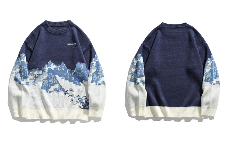 Pull tricoté à col rond pour homme, pull Style japonais, Streetwear, rétro, Vintage, automne: HEY0501Blue / XS