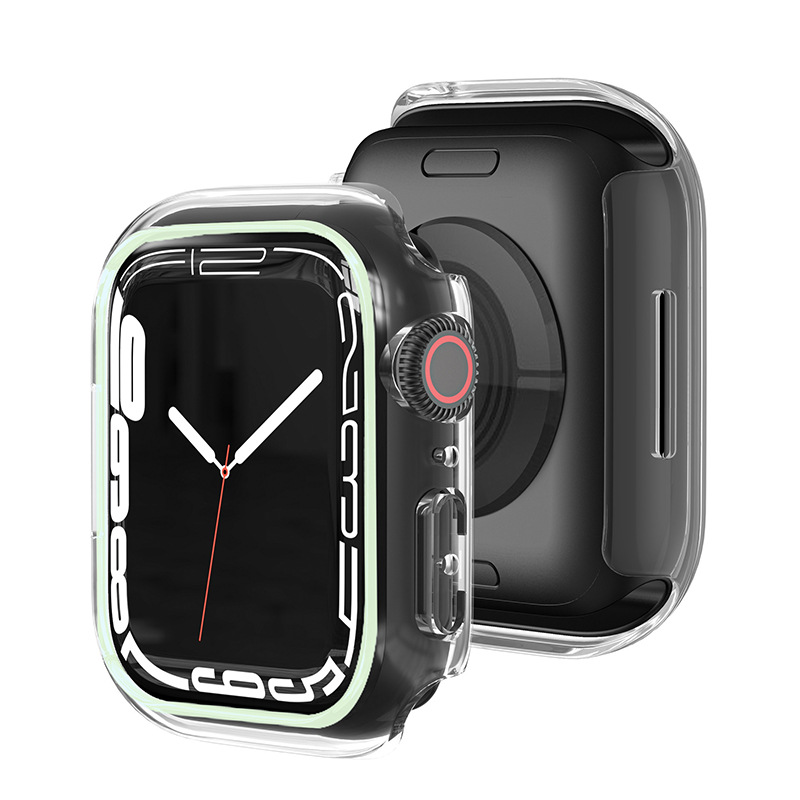 Funda luminosa para Apple Watch, Protector de parachoques para PC de 44mm, 45mm, 41mm, 38, 42 y 40mm, accesorios para iWatch 9/8/6/5/4/2/SE
