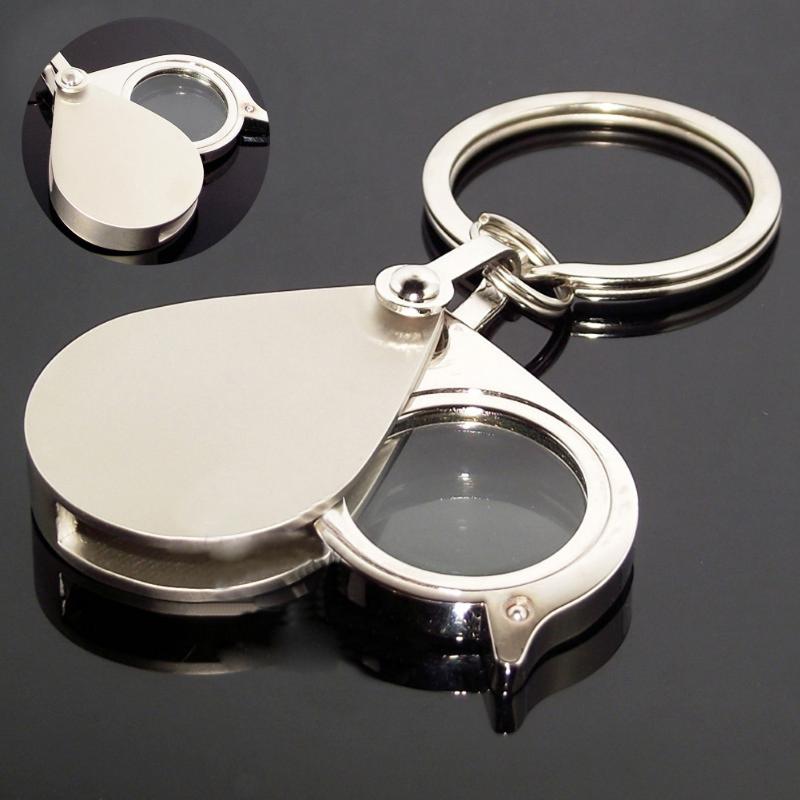 8X Opvouwbare Draagbare Key Ring Glas Vergrootglas Sleutelhanger Waterdicht Dagelijkse Vergrootglas Loupe Pocket Tool