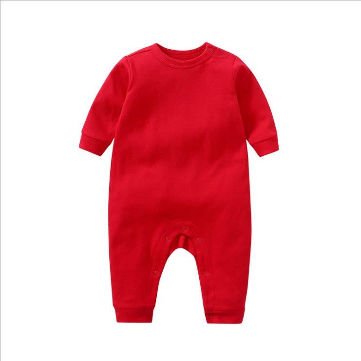 Schouder Buttonslong Mouwen Effen Colorinfant Pasgeboren Baby Girlschunky Katoen Jumpsuits: red / Pasgeboren