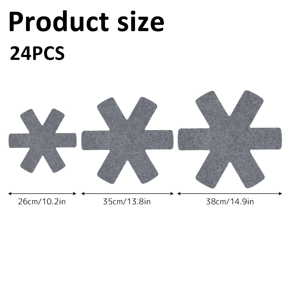Pot and Pan Protectors 12Pcs Pot Dividers Pad Non-woven 3 Sizes Pans Separator Pads for Protecting Separators Pads Cookware: black