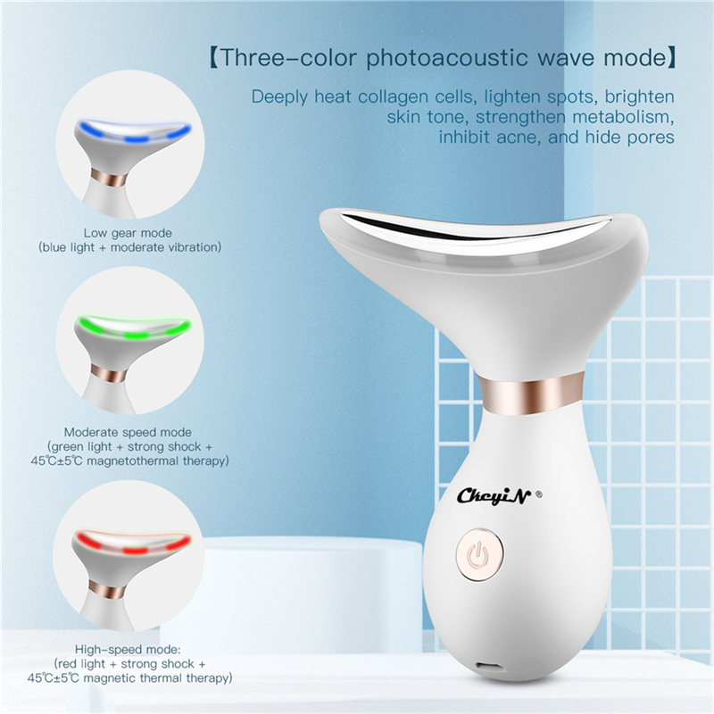 Elektrische Nek Massager Led Foto Therapie Nek Rimpels Verwijderen Lifting Schoonheid Apparaat Draagbare Warme Massage Micro Huidige Machine