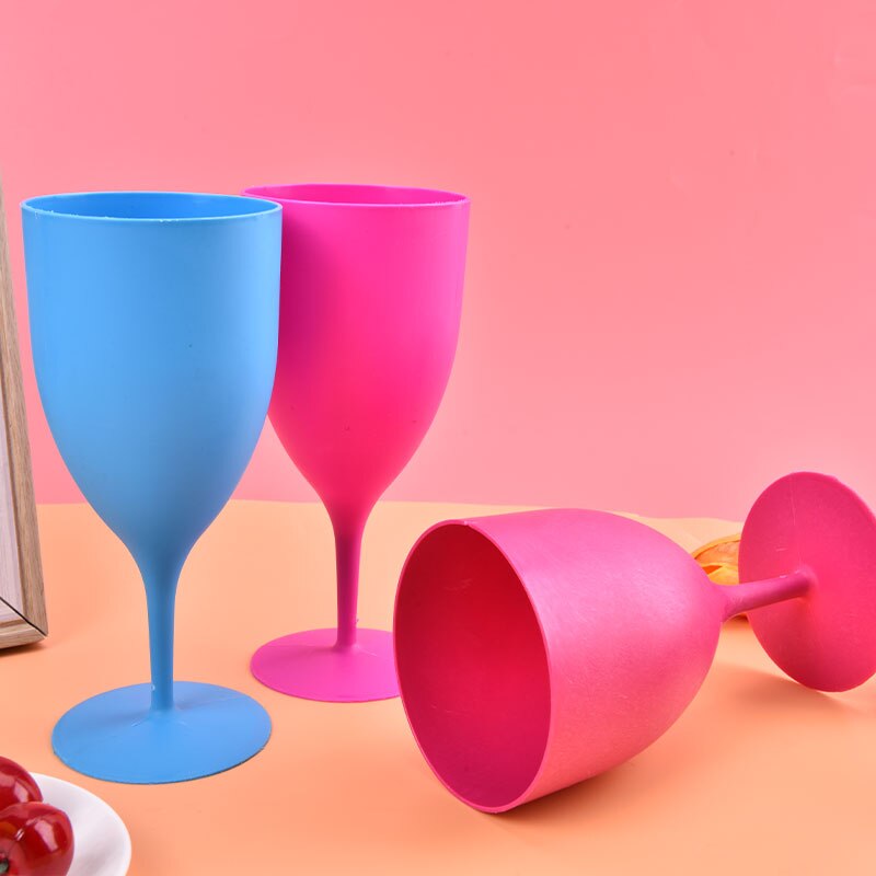 6pcs/set Disposable Frosted Plastic Wine Glasses Cocktail Champagne Goblet PP Material For Bar Party Bar Home Goblet